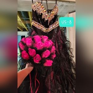 Black, Pink Dress. (With flowers)